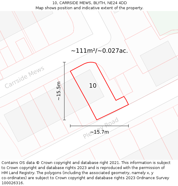 10, CARRSIDE MEWS, BLYTH, NE24 4DD: Plot and title map