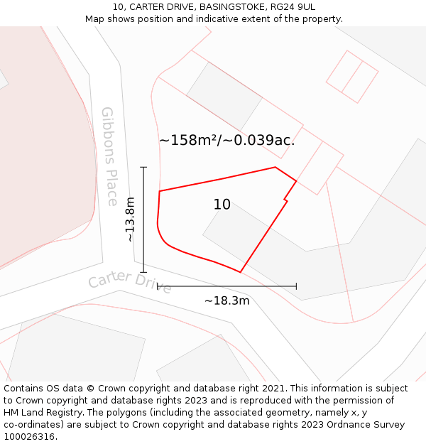 10, CARTER DRIVE, BASINGSTOKE, RG24 9UL: Plot and title map