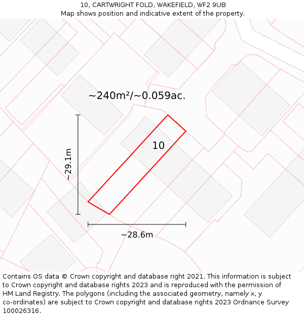 10, CARTWRIGHT FOLD, WAKEFIELD, WF2 9UB: Plot and title map