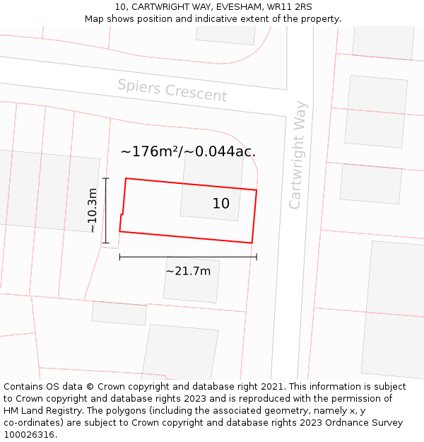 10, CARTWRIGHT WAY, EVESHAM, WR11 2RS: Plot and title map