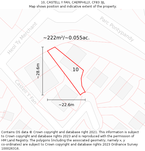 10, CASTELL Y FAN, CAERPHILLY, CF83 3JL: Plot and title map
