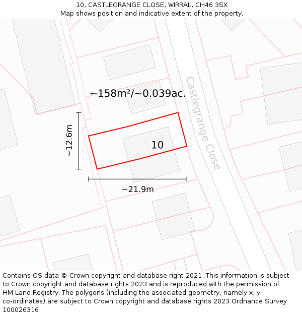 10, CASTLEGRANGE CLOSE, WIRRAL, CH46 3SX: Plot and title map