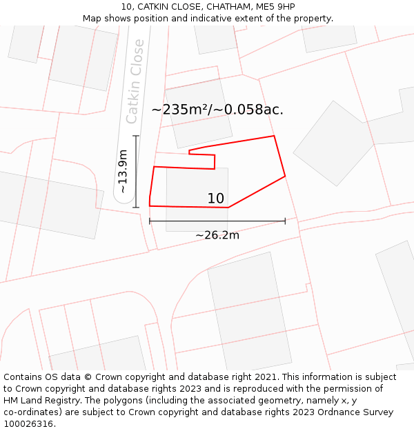 10, CATKIN CLOSE, CHATHAM, ME5 9HP: Plot and title map
