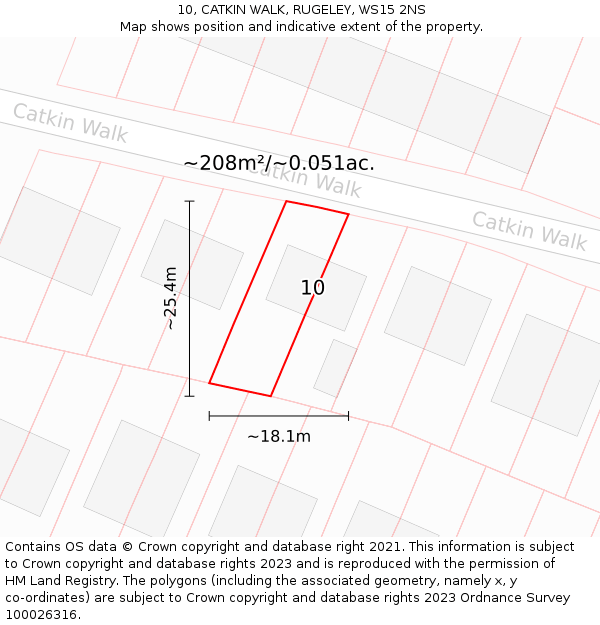 10, CATKIN WALK, RUGELEY, WS15 2NS: Plot and title map
