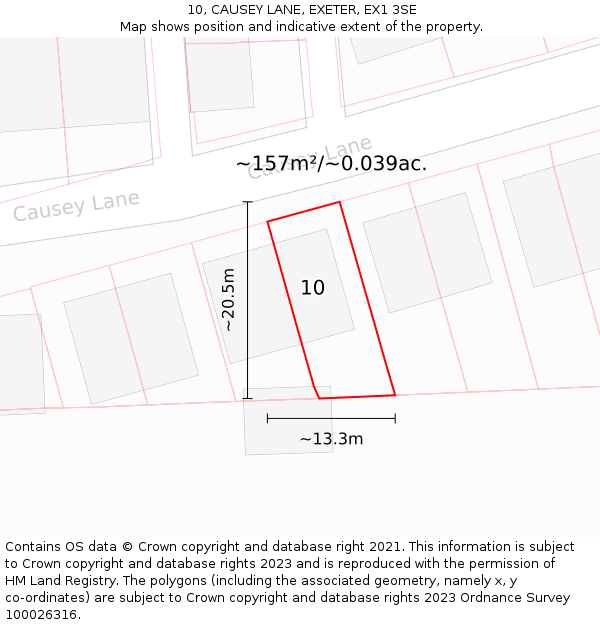 10, CAUSEY LANE, EXETER, EX1 3SE: Plot and title map