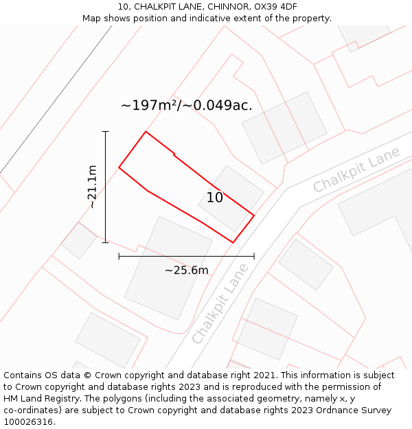 10, CHALKPIT LANE, CHINNOR, OX39 4DF: Plot and title map