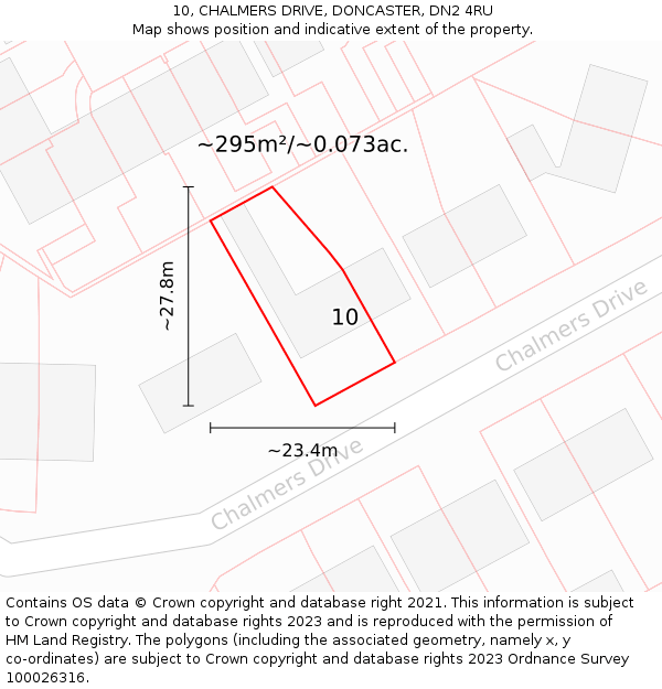 10, CHALMERS DRIVE, DONCASTER, DN2 4RU: Plot and title map
