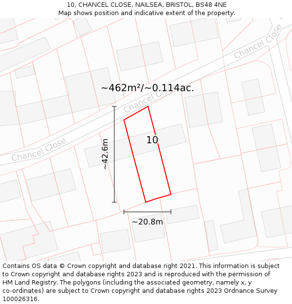 10, CHANCEL CLOSE, NAILSEA, BRISTOL, BS48 4NE: Plot and title map