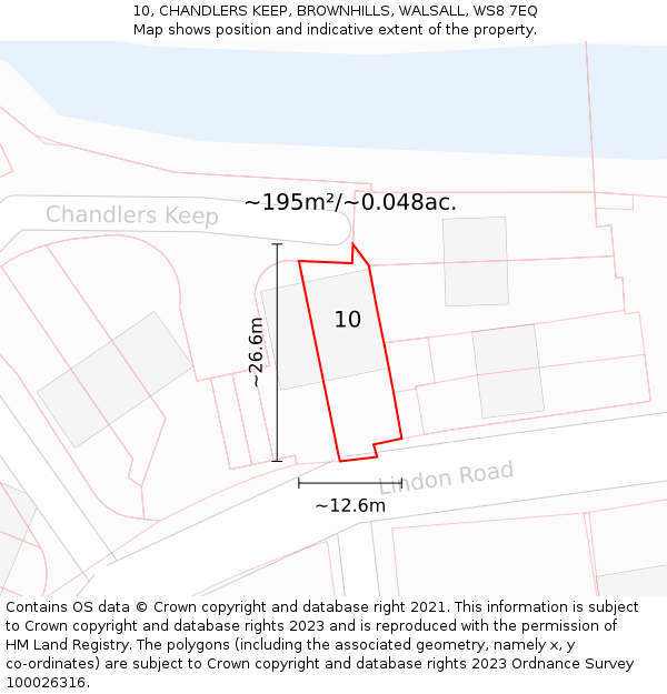 10, CHANDLERS KEEP, BROWNHILLS, WALSALL, WS8 7EQ: Plot and title map