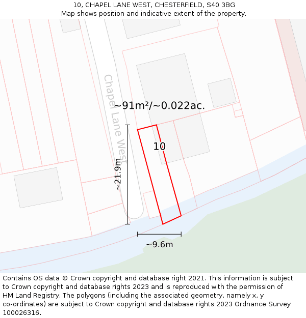 10, CHAPEL LANE WEST, CHESTERFIELD, S40 3BG: Plot and title map
