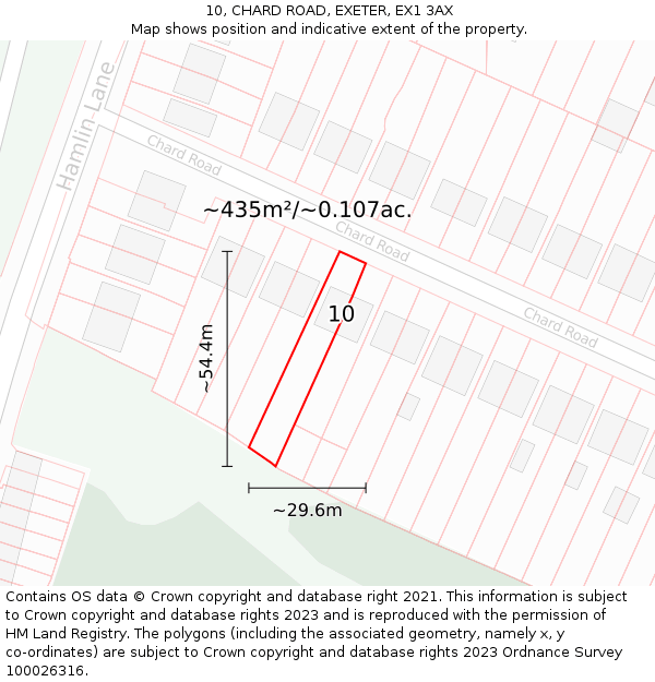 10, CHARD ROAD, EXETER, EX1 3AX: Plot and title map