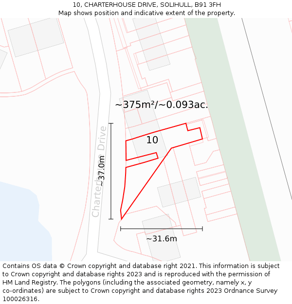 10, CHARTERHOUSE DRIVE, SOLIHULL, B91 3FH: Plot and title map
