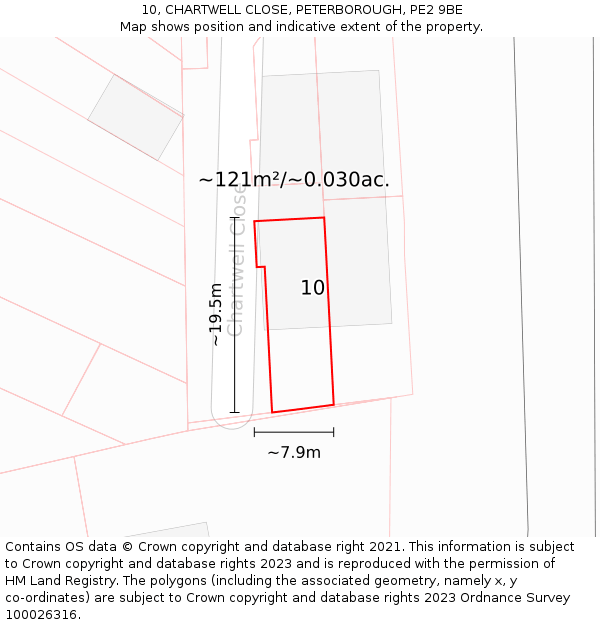 10, CHARTWELL CLOSE, PETERBOROUGH, PE2 9BE: Plot and title map