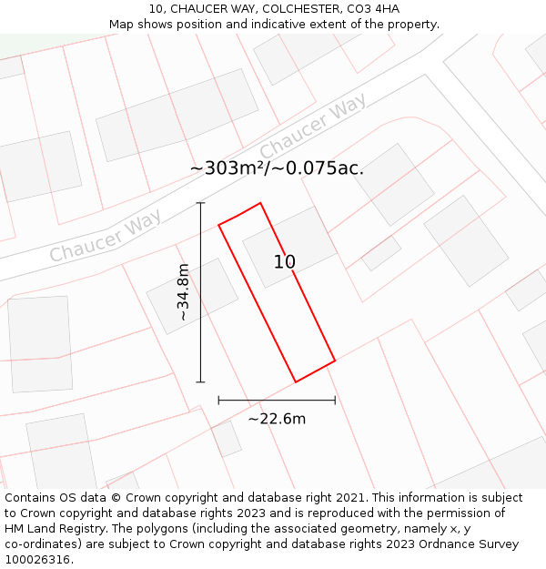 10, CHAUCER WAY, COLCHESTER, CO3 4HA: Plot and title map