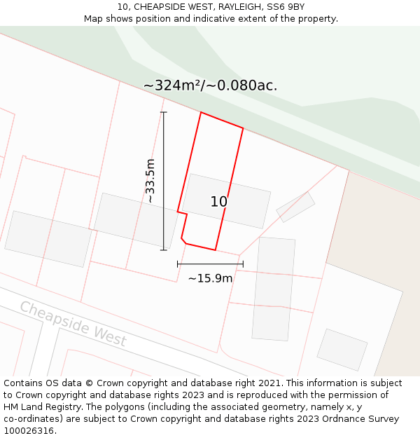10, CHEAPSIDE WEST, RAYLEIGH, SS6 9BY: Plot and title map