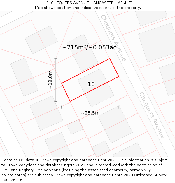 10, CHEQUERS AVENUE, LANCASTER, LA1 4HZ: Plot and title map