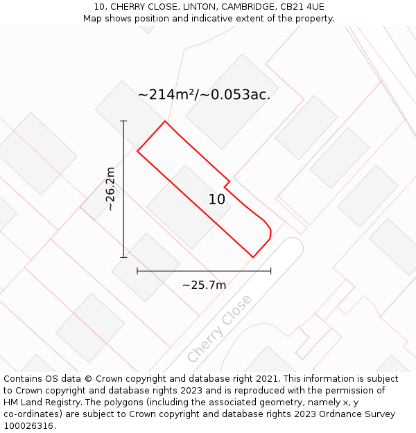 10, CHERRY CLOSE, LINTON, CAMBRIDGE, CB21 4UE: Plot and title map