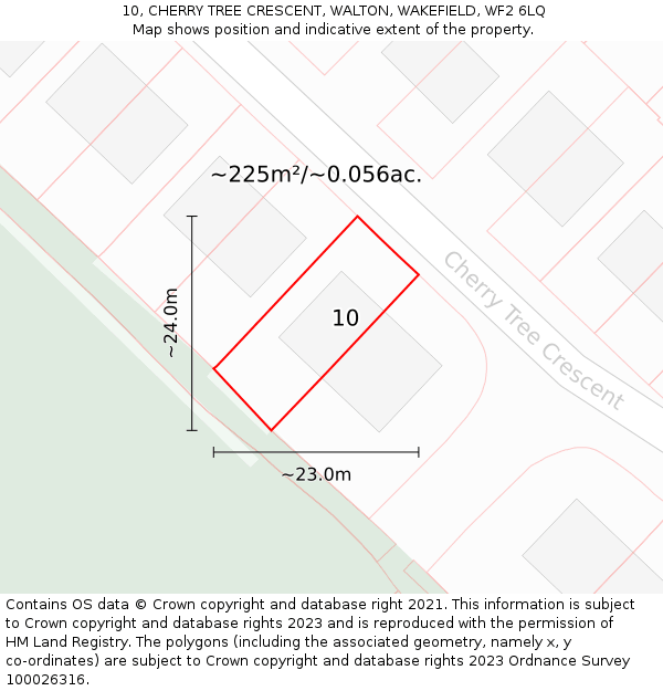 10, CHERRY TREE CRESCENT, WALTON, WAKEFIELD, WF2 6LQ: Plot and title map