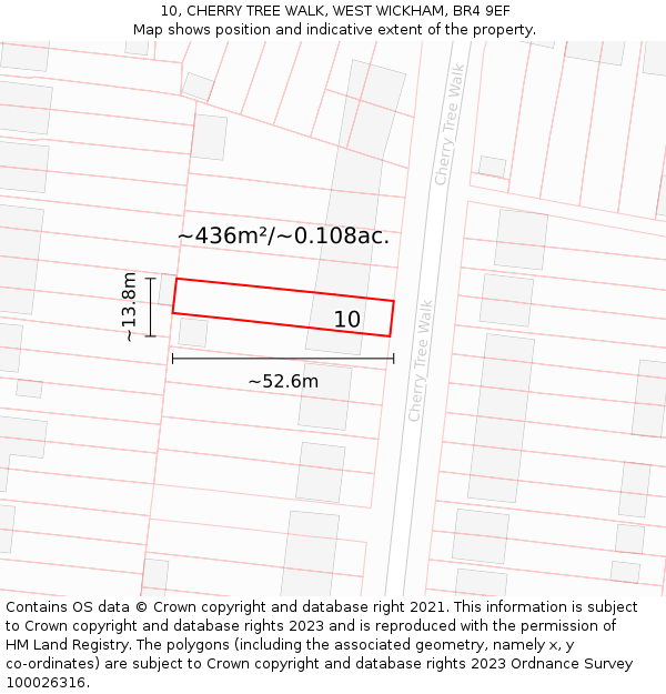 10, CHERRY TREE WALK, WEST WICKHAM, BR4 9EF: Plot and title map