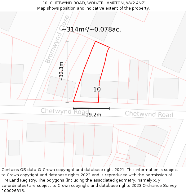 10, CHETWYND ROAD, WOLVERHAMPTON, WV2 4NZ: Plot and title map