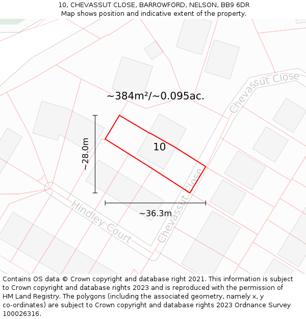 10, CHEVASSUT CLOSE, BARROWFORD, NELSON, BB9 6DR: Plot and title map