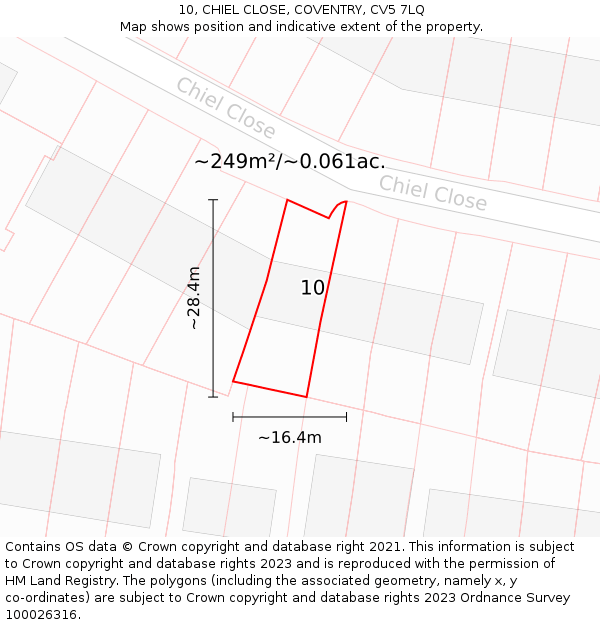 10, CHIEL CLOSE, COVENTRY, CV5 7LQ: Plot and title map