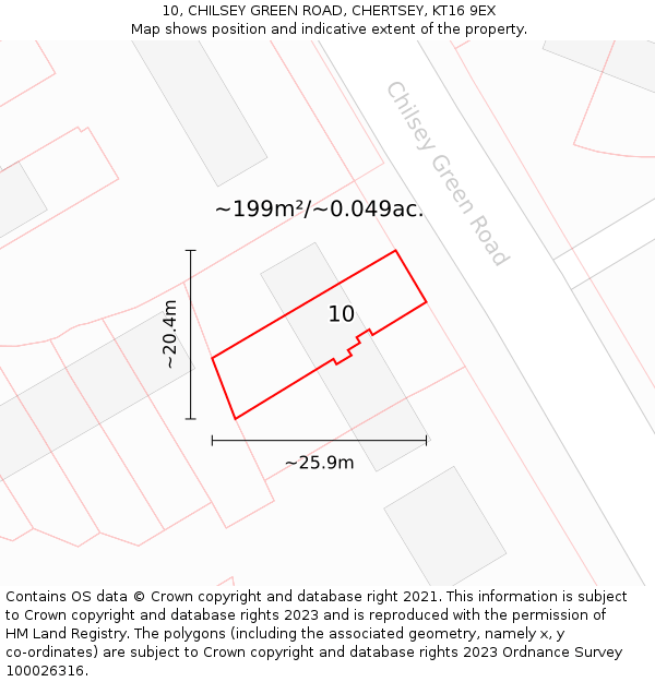 10, CHILSEY GREEN ROAD, CHERTSEY, KT16 9EX: Plot and title map