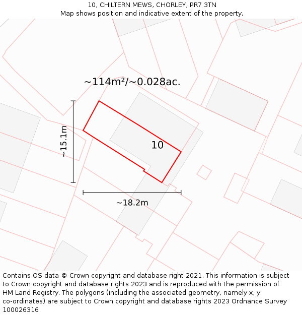 10, CHILTERN MEWS, CHORLEY, PR7 3TN: Plot and title map