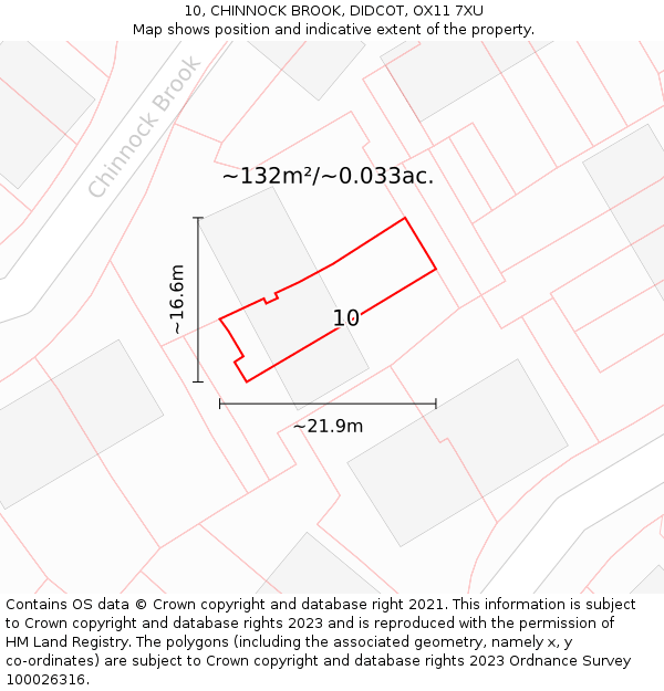 10, CHINNOCK BROOK, DIDCOT, OX11 7XU: Plot and title map