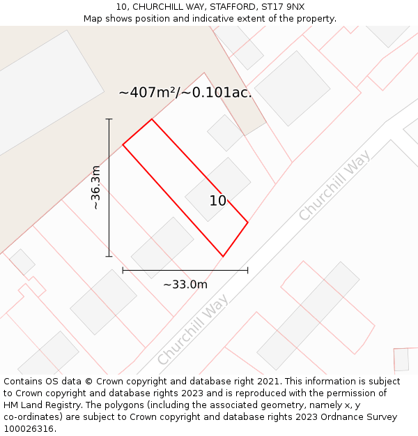 10, CHURCHILL WAY, STAFFORD, ST17 9NX: Plot and title map