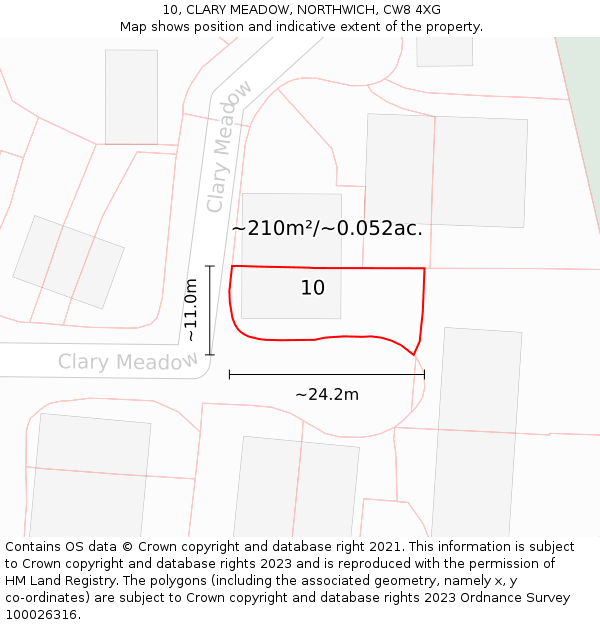 10, CLARY MEADOW, NORTHWICH, CW8 4XG: Plot and title map
