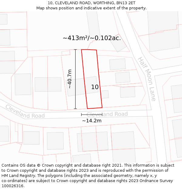 10, CLEVELAND ROAD, WORTHING, BN13 2ET: Plot and title map