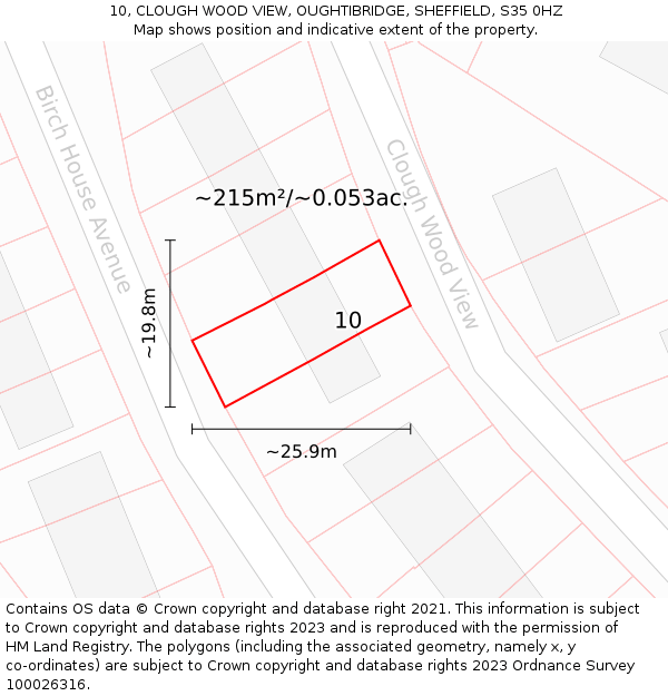 10, CLOUGH WOOD VIEW, OUGHTIBRIDGE, SHEFFIELD, S35 0HZ: Plot and title map