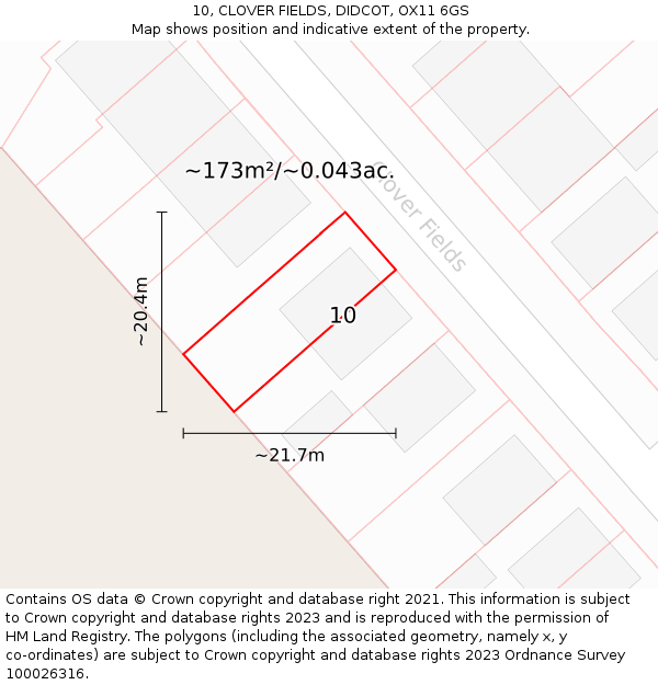 10, CLOVER FIELDS, DIDCOT, OX11 6GS: Plot and title map