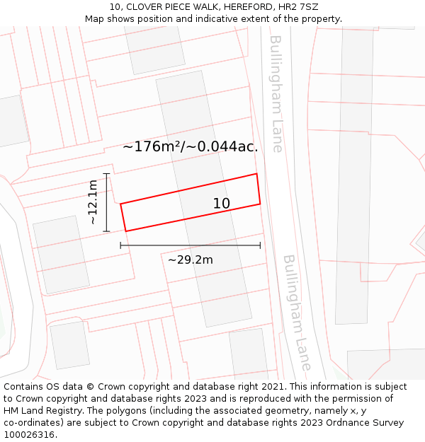 10, CLOVER PIECE WALK, HEREFORD, HR2 7SZ: Plot and title map
