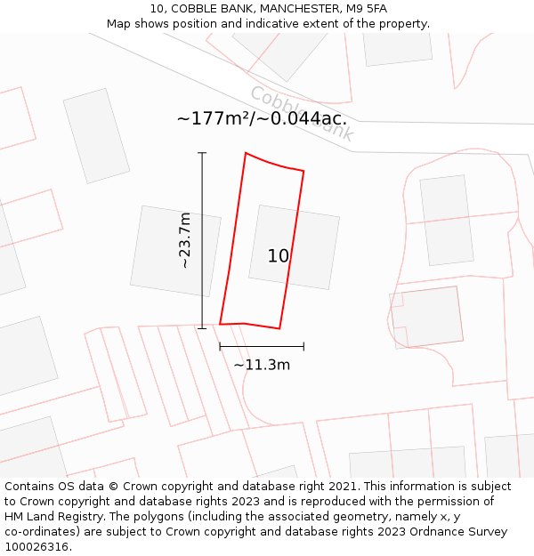 10, COBBLE BANK, MANCHESTER, M9 5FA: Plot and title map