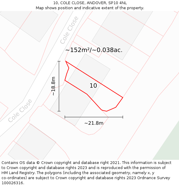 10, COLE CLOSE, ANDOVER, SP10 4NL: Plot and title map