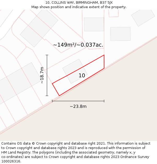 10, COLLINS WAY, BIRMINGHAM, B37 5JX: Plot and title map