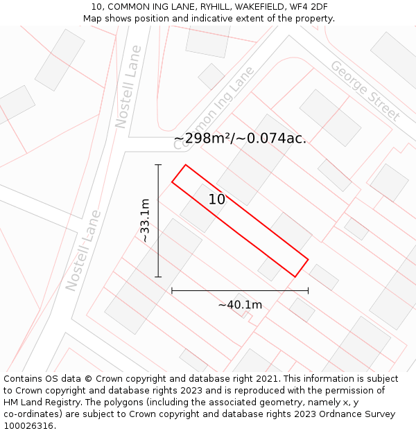 10, COMMON ING LANE, RYHILL, WAKEFIELD, WF4 2DF: Plot and title map