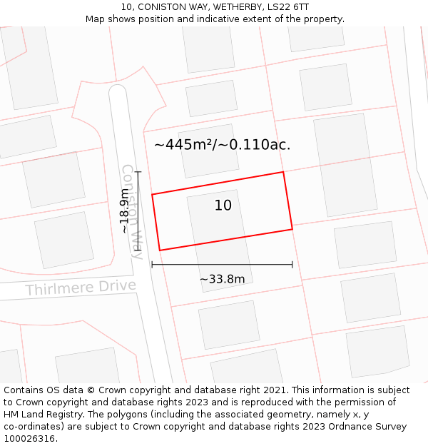 10, CONISTON WAY, WETHERBY, LS22 6TT: Plot and title map