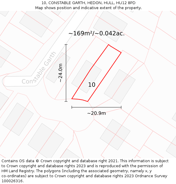 10, CONSTABLE GARTH, HEDON, HULL, HU12 8PD: Plot and title map