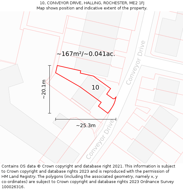10, CONVEYOR DRIVE, HALLING, ROCHESTER, ME2 1FJ: Plot and title map