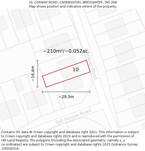 10, CONWAY ROAD, CANNINGTON, BRIDGWATER, TA5 2NP: Plot and title map