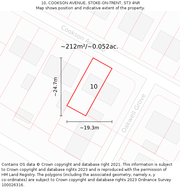 10, COOKSON AVENUE, STOKE-ON-TRENT, ST3 4NR: Plot and title map