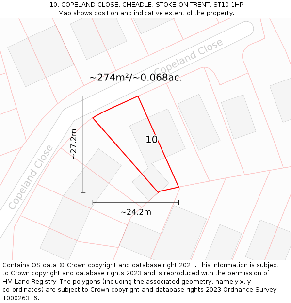10, COPELAND CLOSE, CHEADLE, STOKE-ON-TRENT, ST10 1HP: Plot and title map