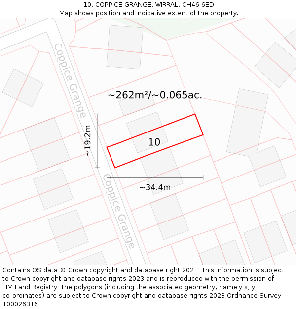 10, COPPICE GRANGE, WIRRAL, CH46 6ED: Plot and title map