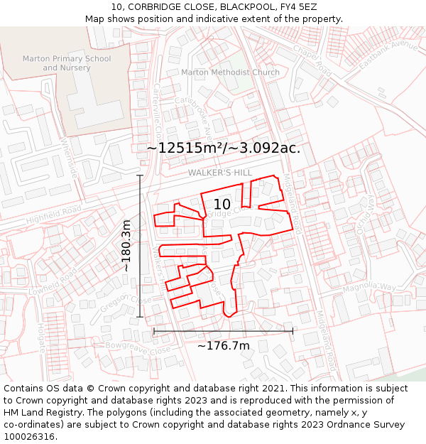 10, CORBRIDGE CLOSE, BLACKPOOL, FY4 5EZ: Plot and title map