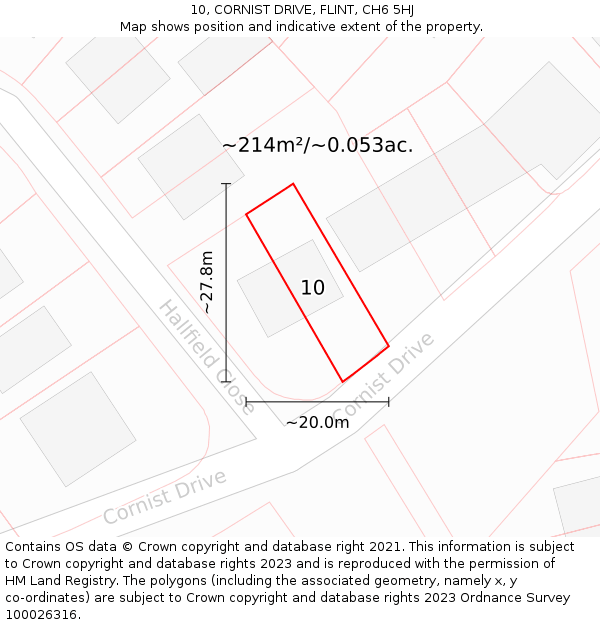 10, CORNIST DRIVE, FLINT, CH6 5HJ: Plot and title map