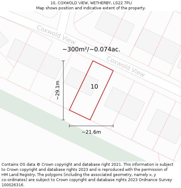 10, COXWOLD VIEW, WETHERBY, LS22 7PU: Plot and title map