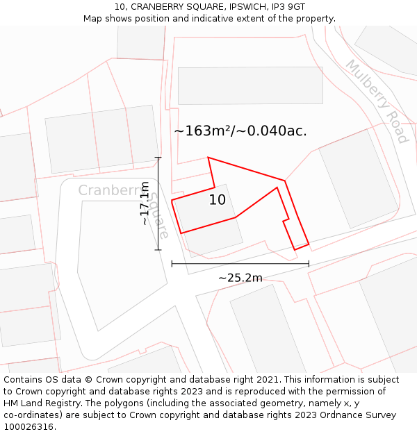 10, CRANBERRY SQUARE, IPSWICH, IP3 9GT: Plot and title map